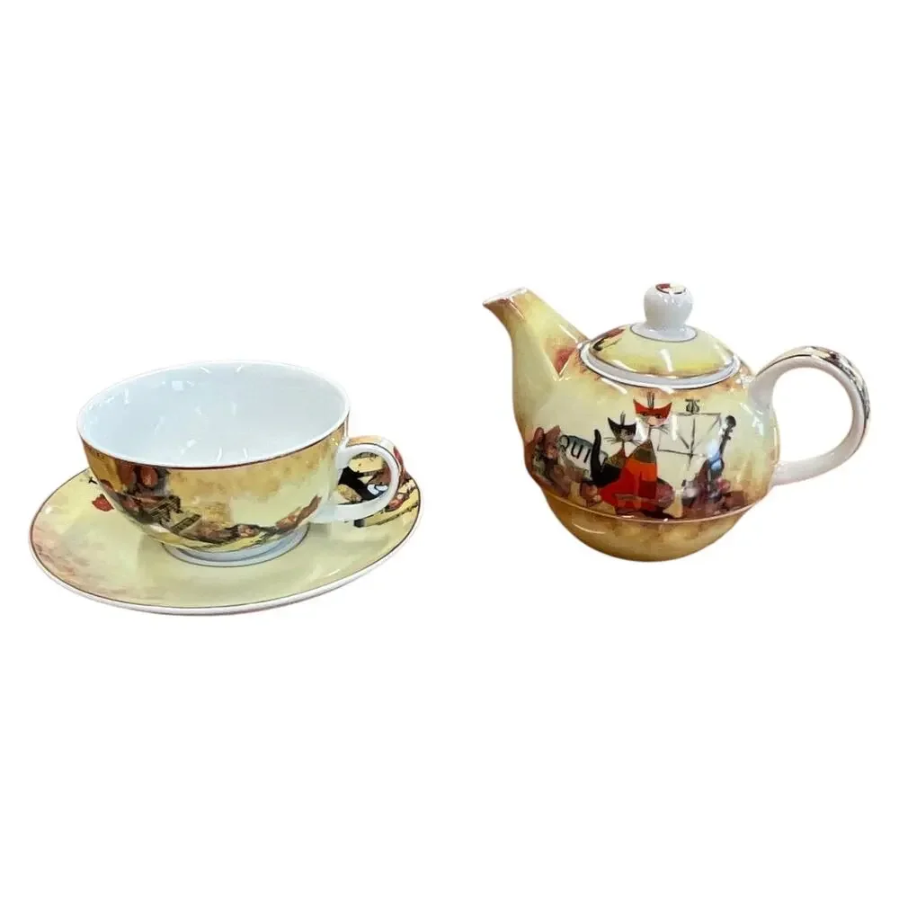 Goebel Musica Romantica Tea for One Set‎ Cats Art Rina Rautenberg